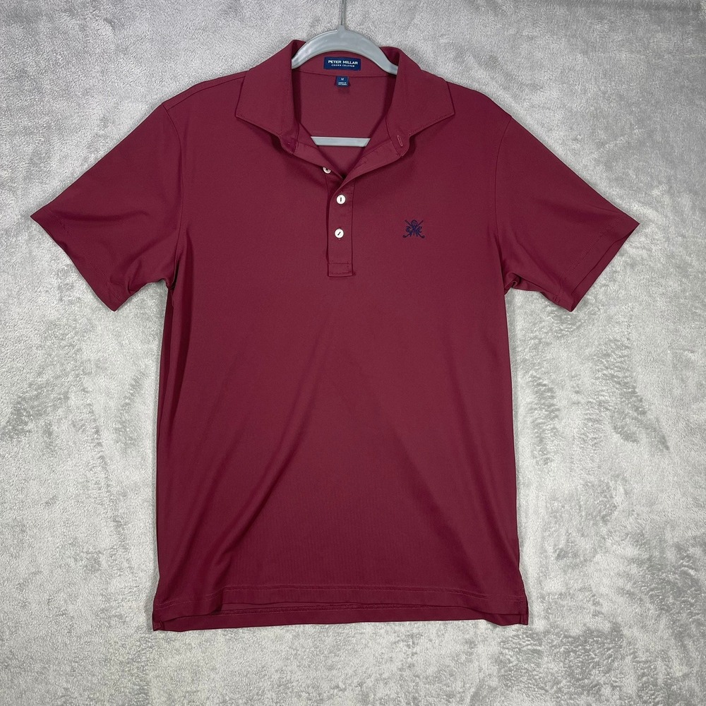 Peter Millar Polo Shirt Mens Medium Maroon Crown Crafted Performance Stretch